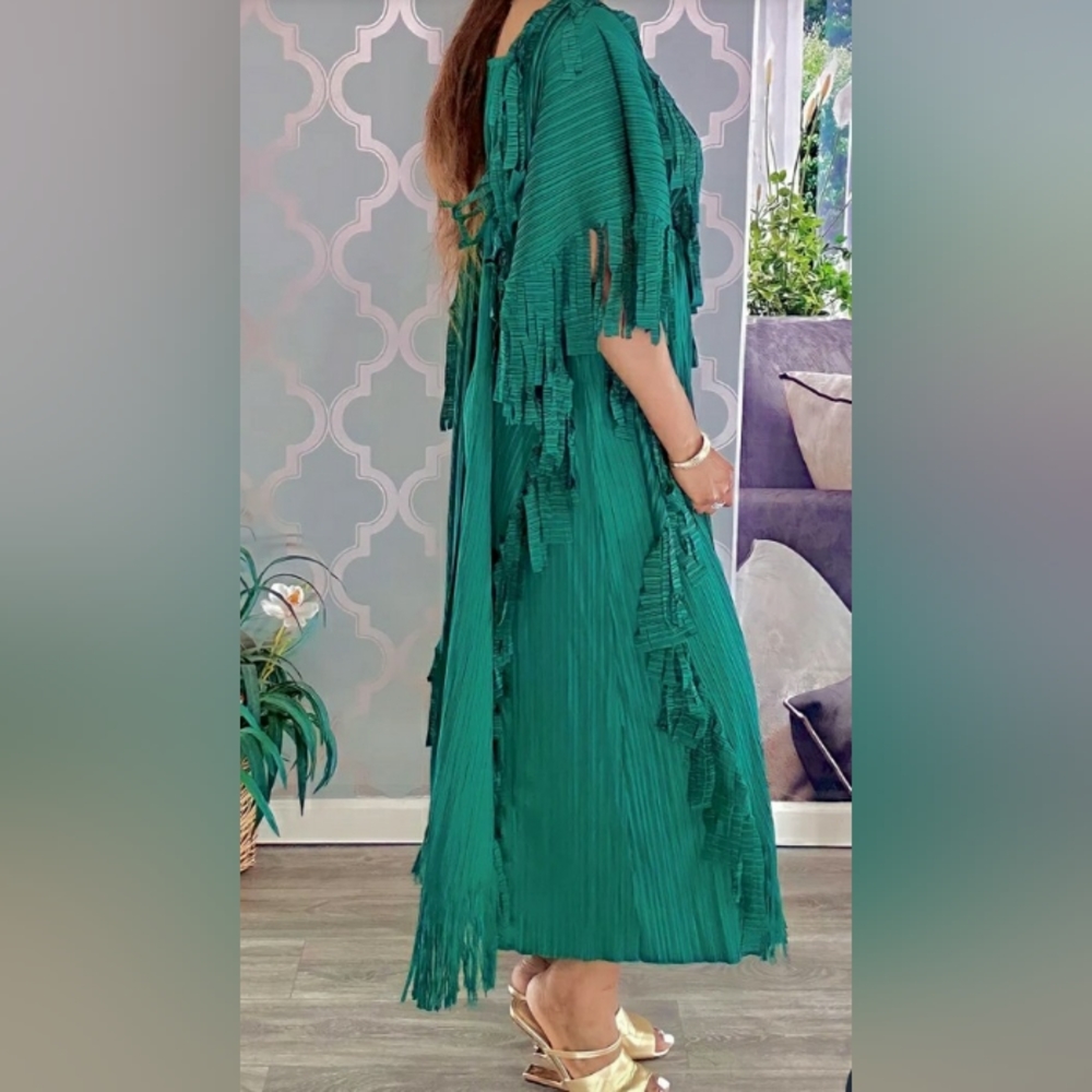 Green fringe dress